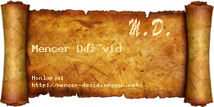 Mencer Dávid névjegykártya
